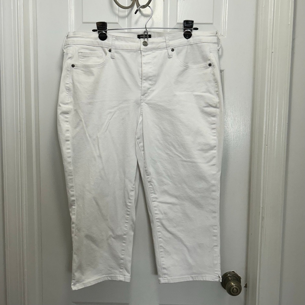 NYDJ Curves 360 Capri Pants Optic White Size 16 Stretch Denim EUC
